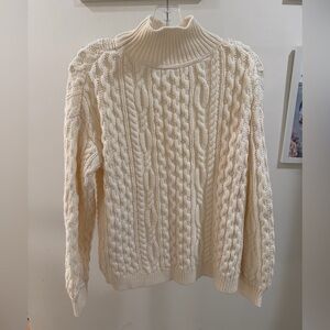 Alice + Olivia Cream Cable Knit Kenny Mockneck Sweater